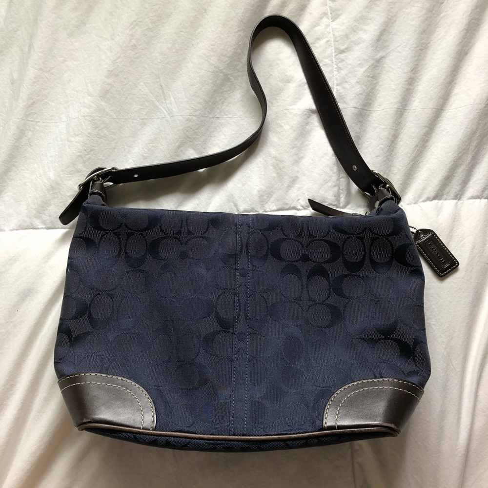 Small navy blue coach purse